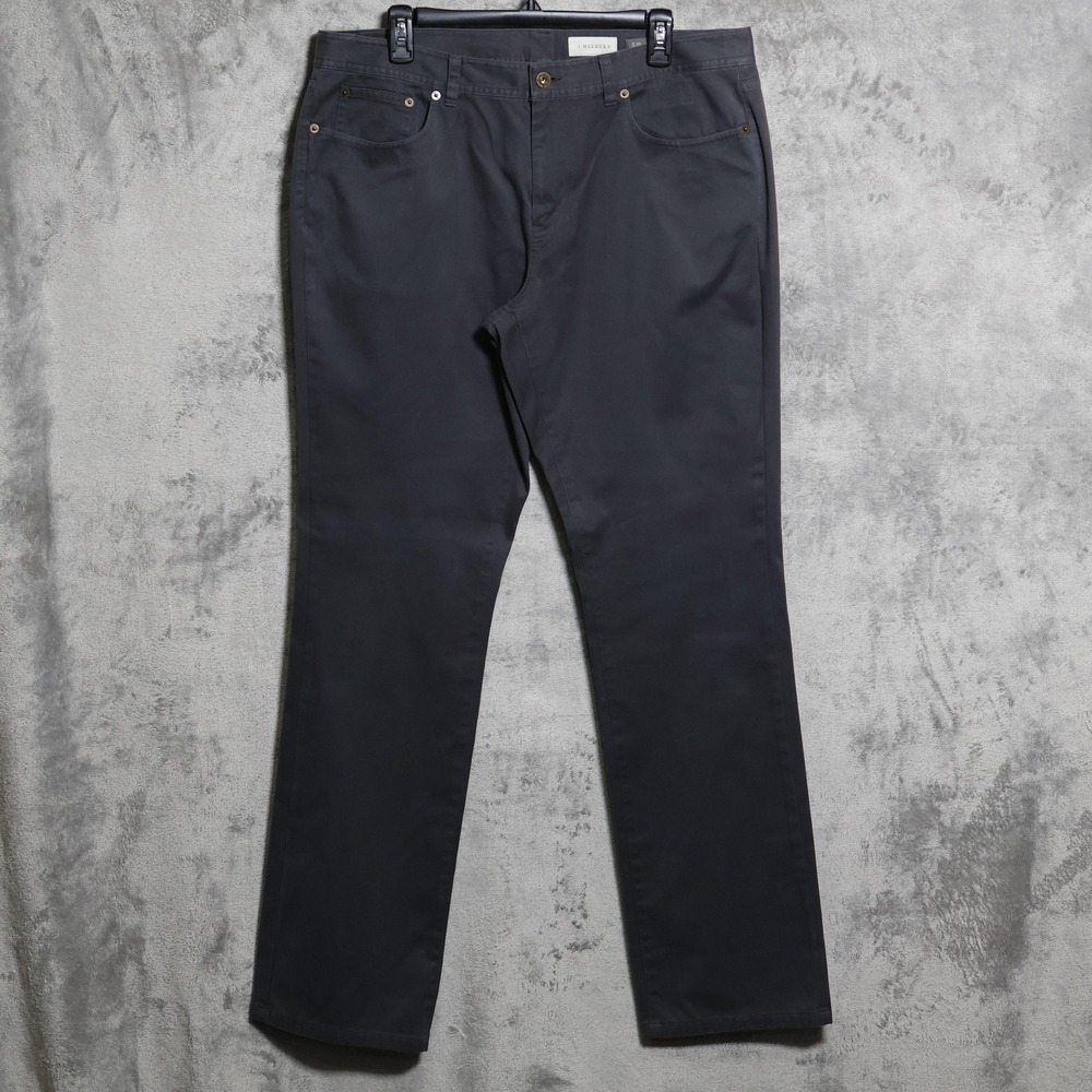 J. Hilburn Pants Mens 36x34 Gray Khaki 5-Pocket Cotton Straight Fit Work Preppy